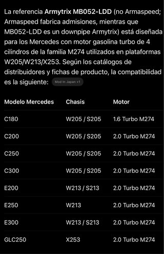 Escape Downpipe ARMITRIX para MERCEDES-BENZ