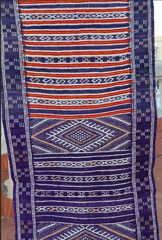 Alfombra Marroquí Kilim Lana Azul y Rojo