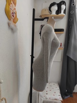 Vestido gris manga larga