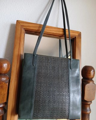 Bolso vintage piel tejido
