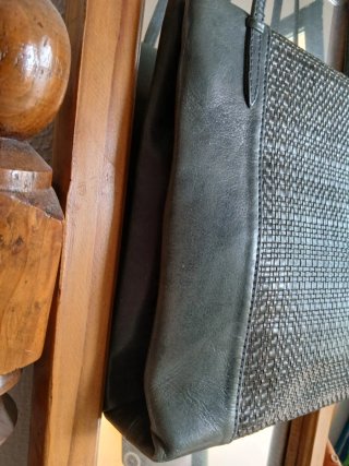 Bolso vintage piel tejido