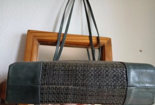 Bolso vintage piel tejido
