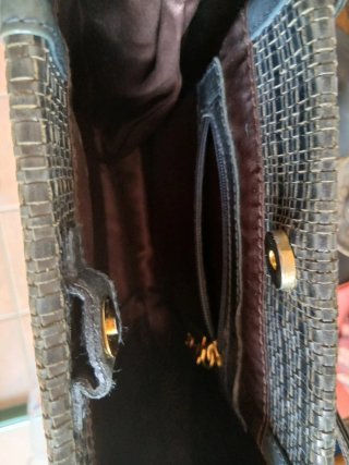 Bolso vintage piel tejido