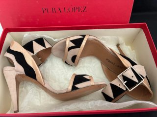 Sandalias Pura López, Beige y Negras