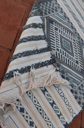 Alfombra Kilim Marroquí Cactus Lana Beige/Marrón