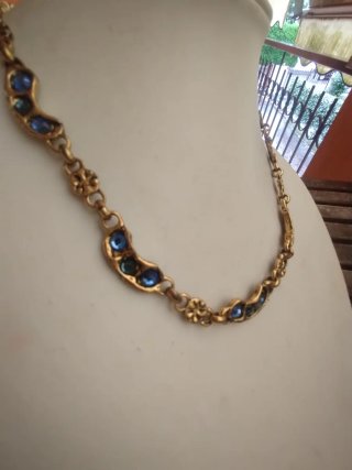 Collana vintage Gold anni '60 con pietre blu