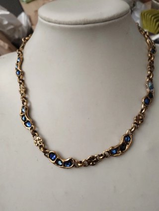 Collana vintage Gold anni '60 con pietre blu