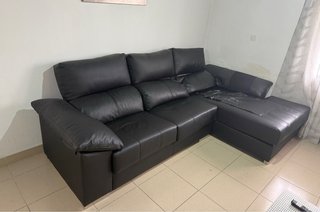 Sofá chaise longue negro piel sintética