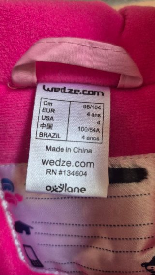 Abrigo Esquí Niña Wedze Rosa y Blanco