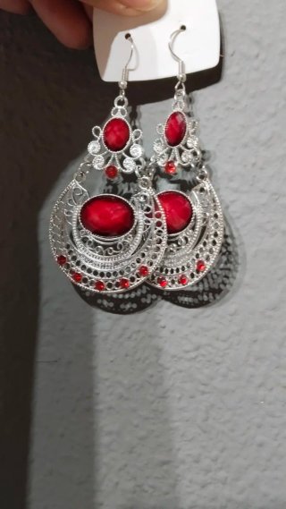 Pendientes Bohochic Piedras Rojas