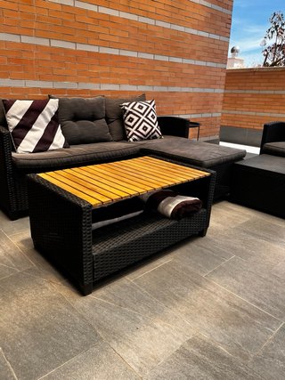 Conjunto Muebles Jardín Ratán y Madera