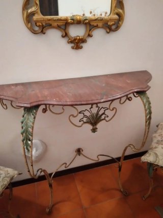 Consolle oro e legno anni '50