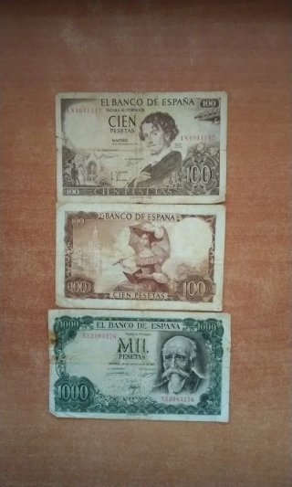 Lote Billetes 100 y 1000 Pesetas España