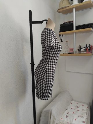Vestido cuadros blanco y negro