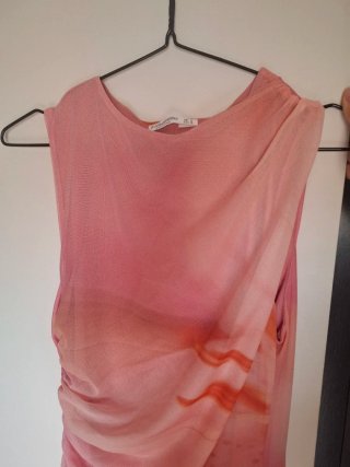 Vestido rosa largo drapeado