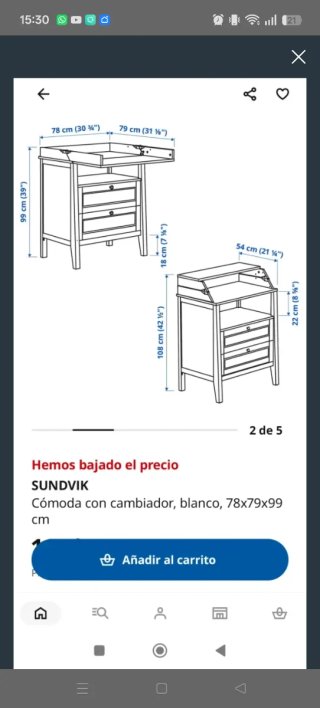 Cómoda cambiador IKEA SUNDVIK