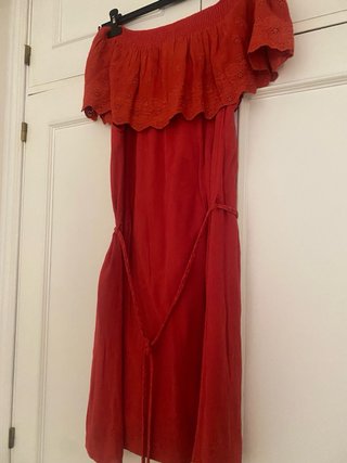 Vestido rojo verano bordado  Forrado
