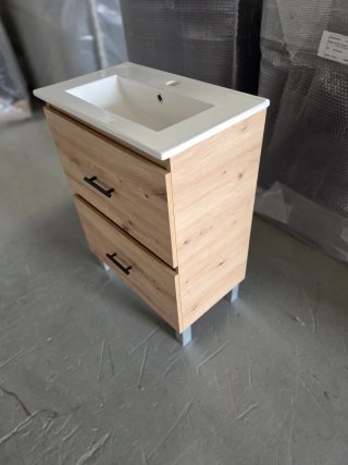 Mueble de baño madera y porcelana