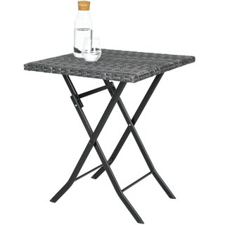 Conjunto de ratán para 2 personas, 3 piezas, plegable y ligero, gris