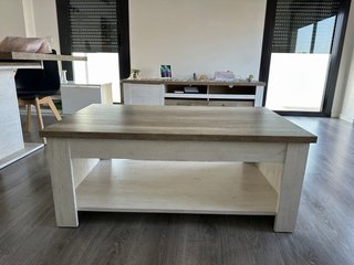 Mesa de centro elevable madera y metal