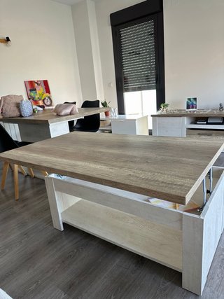 Mesa de centro elevable madera y metal