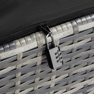 Baúl de jardín con trenzado de ratán sintético 120x55x61,5 cm gris