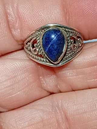 Anillo Plata Ley Piedra lapizlazuli