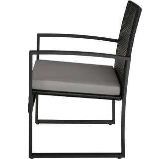 Conjunto de ratán con mesa para 2 personas gris claro/negro