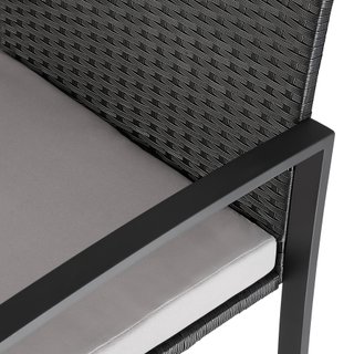 Conjunto de ratán con mesa para 2 personas gris claro/negro