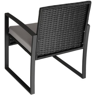 Conjunto de ratán con mesa para 2 personas gris claro/negro