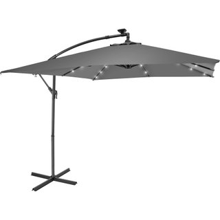 Parasol con luces solares LED y manivela 2,5 x 2,5 m, gris claro