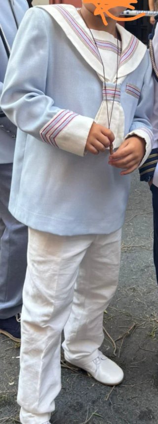 Traje de comunión niño azul bebe y blanco