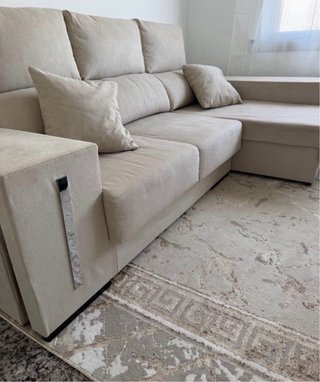 Sofá chaise longue beige tela ELEGANTE