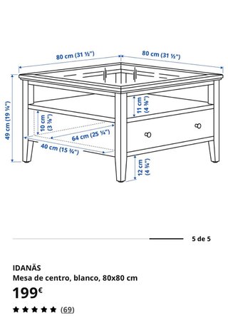 Mesa Ikea Centro Blanca. Mod. Idanäs