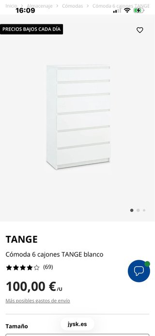 Cómoda 6 cajones TANGE blanca
