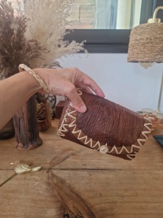 Bolso Clutch Artesanal Coco y Rafia