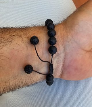 Pulsera Hombre Piedras Naturales Negra y Roja