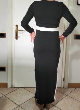 Abito lungo donna bianco e nero