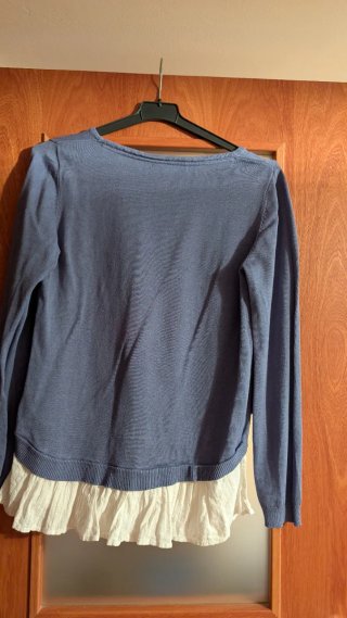 Jersey Tintoretto azul con volantes blanco