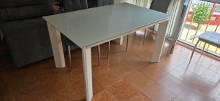 Mesa de comedor extensible cristal y metal