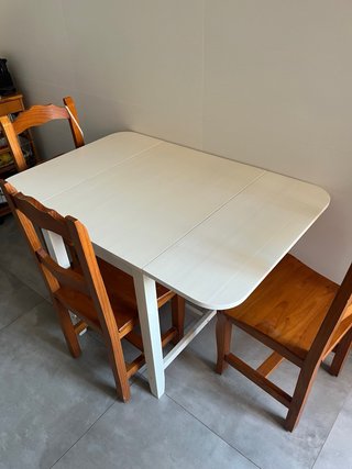 Mesa de cocina abatible blanca