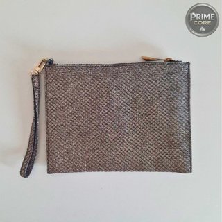 Bolso de mano plateado glitter con muñequera