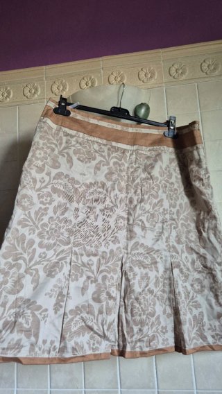 Gonna fantasia floreale beige e marrone