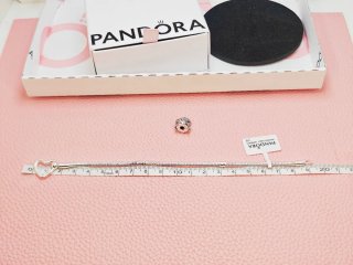 Pulsera Pandora 19cm Corazón y Cierre Seguridad