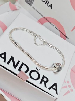 Pulsera Pandora 19cm Corazón y Cierre Seguridad