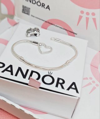 Pulsera Pandora 19cm Corazón y Cierre Seguridad