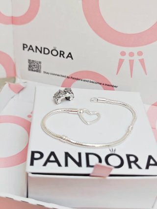 Pulsera Pandora 19cm Corazón y Cierre Seguridad