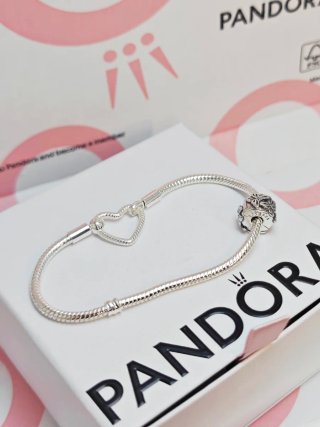 Pulsera Pandora 19cm Corazón y Cierre Seguridad