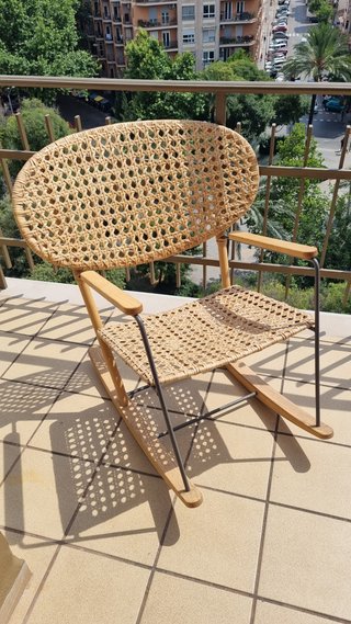 Silla Mecedora Ratán y Hierro Estilo Nórdico