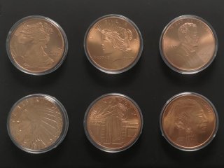Monedas de cobre puro '999. 1 Onza. 6 piezas.